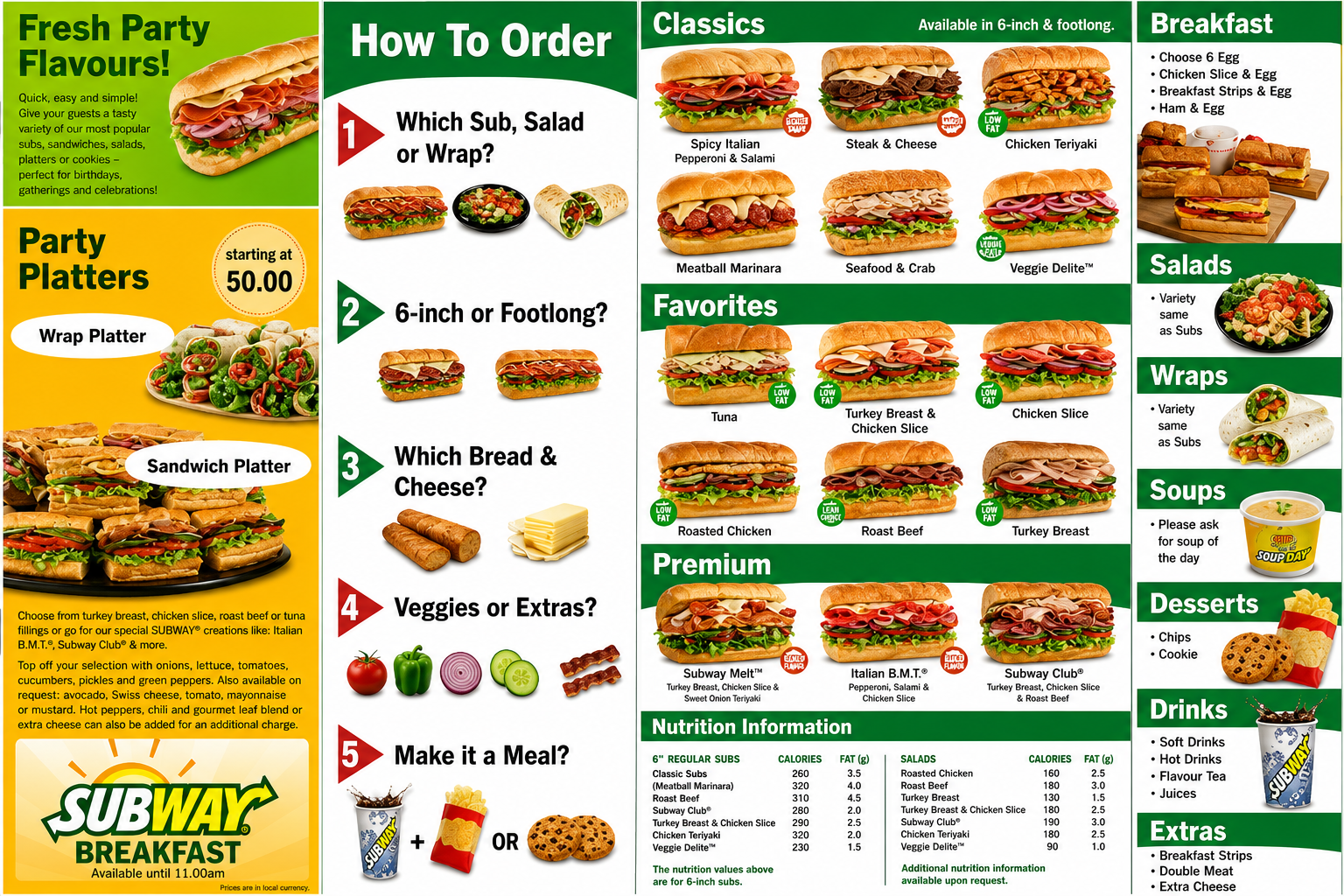 Subway Menus  - Menu Examples, AI Menu Generator