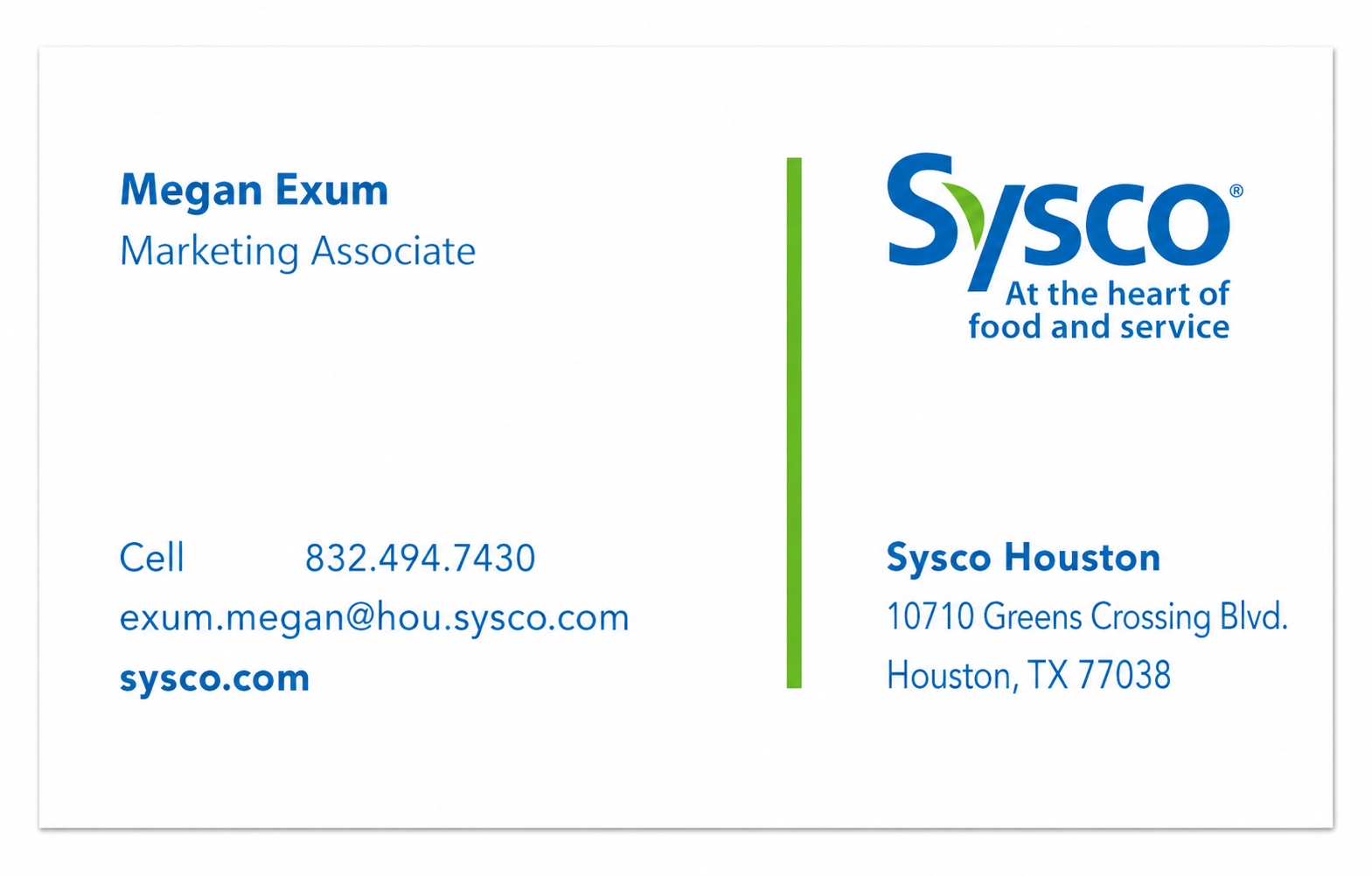 Sysco Food Distribution Business Card - Business Card Examples, AI Business Card Generator