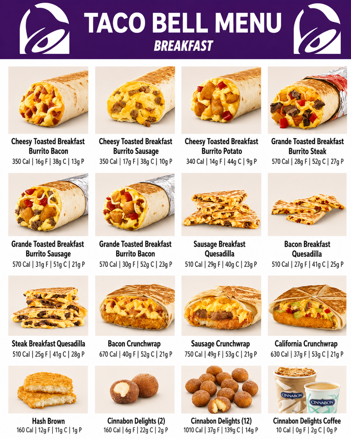 Taco Bell Menus  - Menu Examples, AI Menu Generator