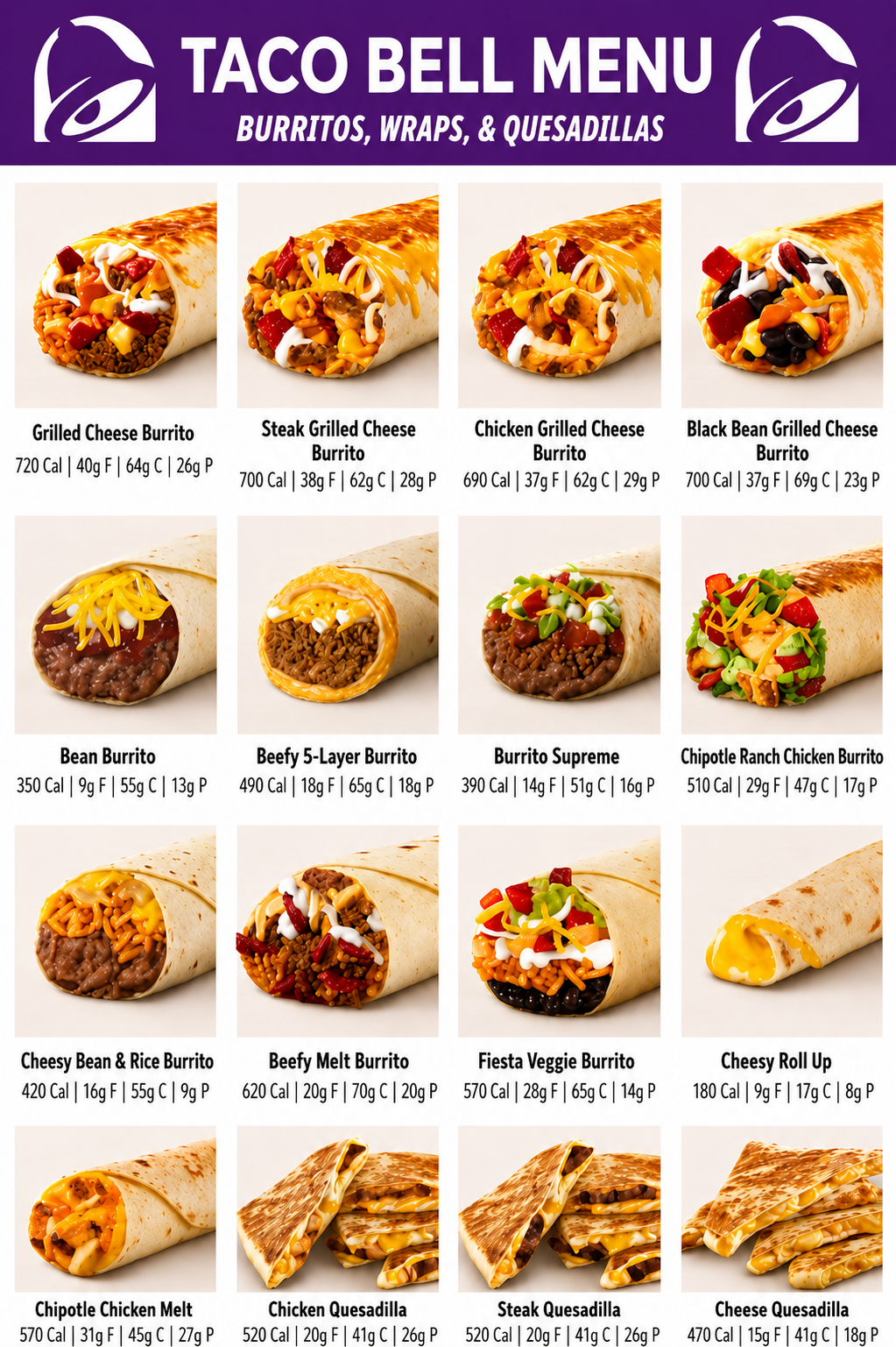 Taco Bell Menus  - Menu Examples, AI Menu Generator