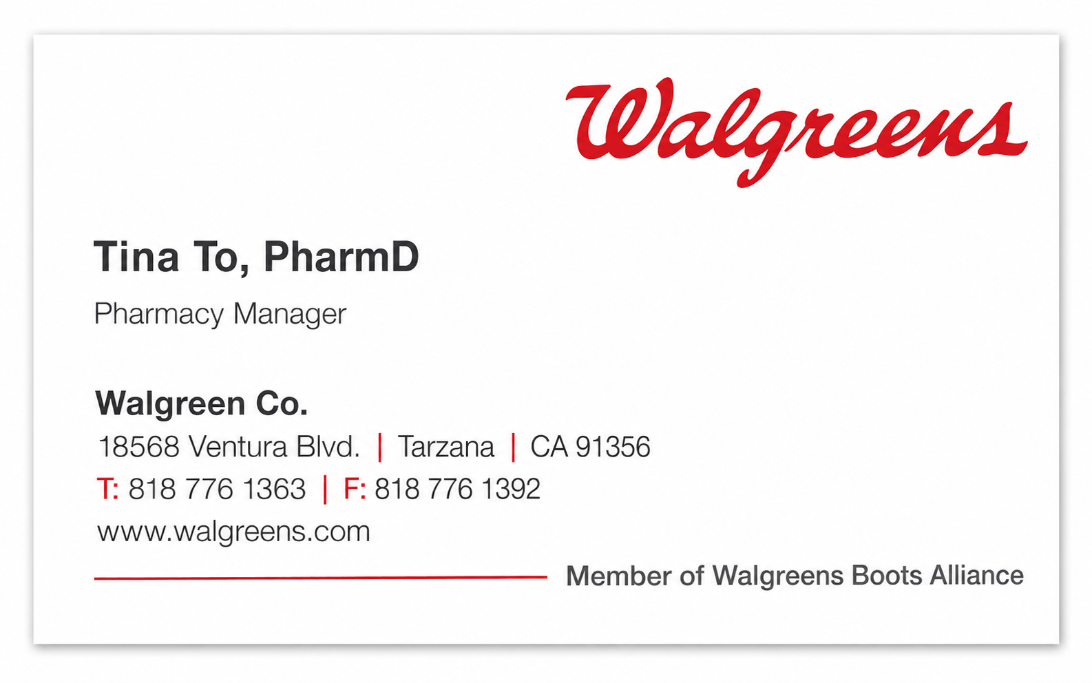 Walgreens Pharmacy Business Card - Business Card Examples, AI Business Card Generator