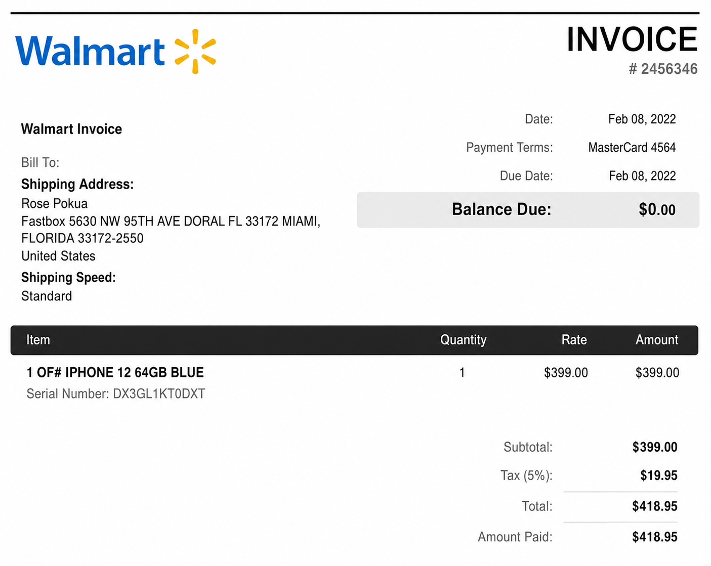 Walmart Invoice  - Free AI Invoice Generator, 50+ Real Invoice Examples