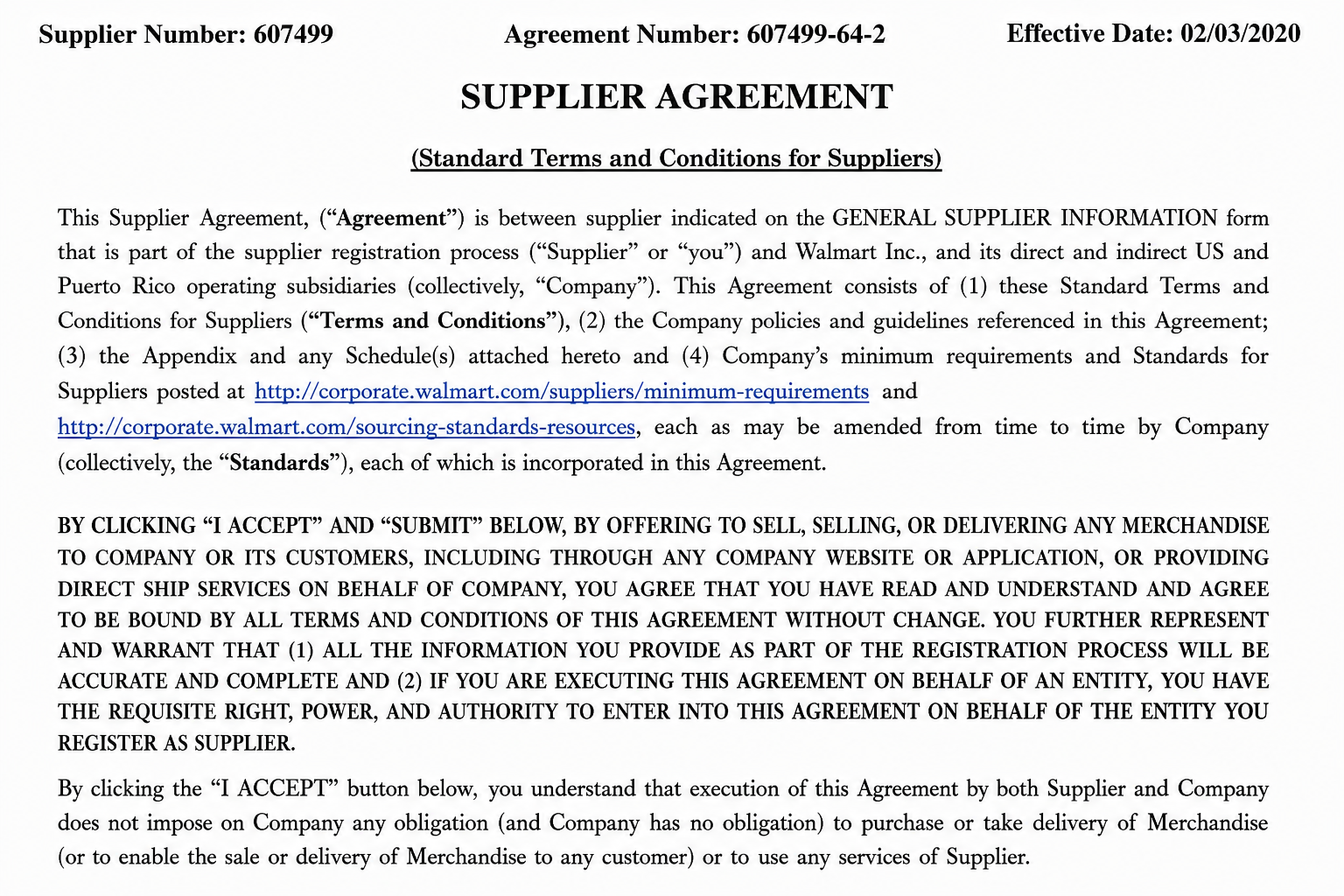Walmart Agreements  - Free AI Agreement Generator, 50+ Real Agreement Examples