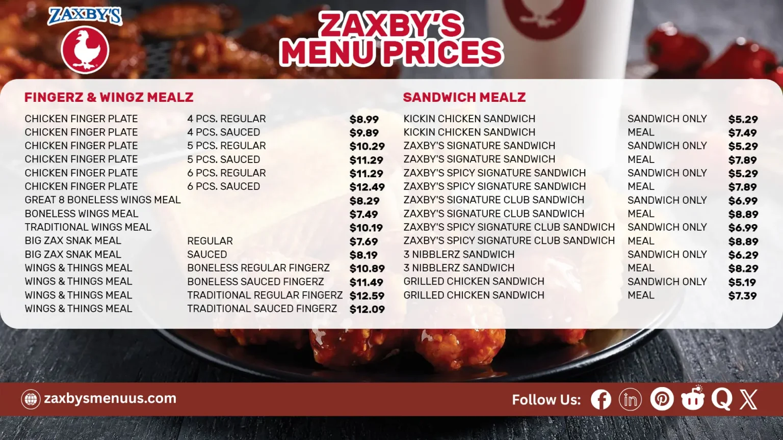 Zaxby's Menus  - Menu Examples, AI Menu Generator