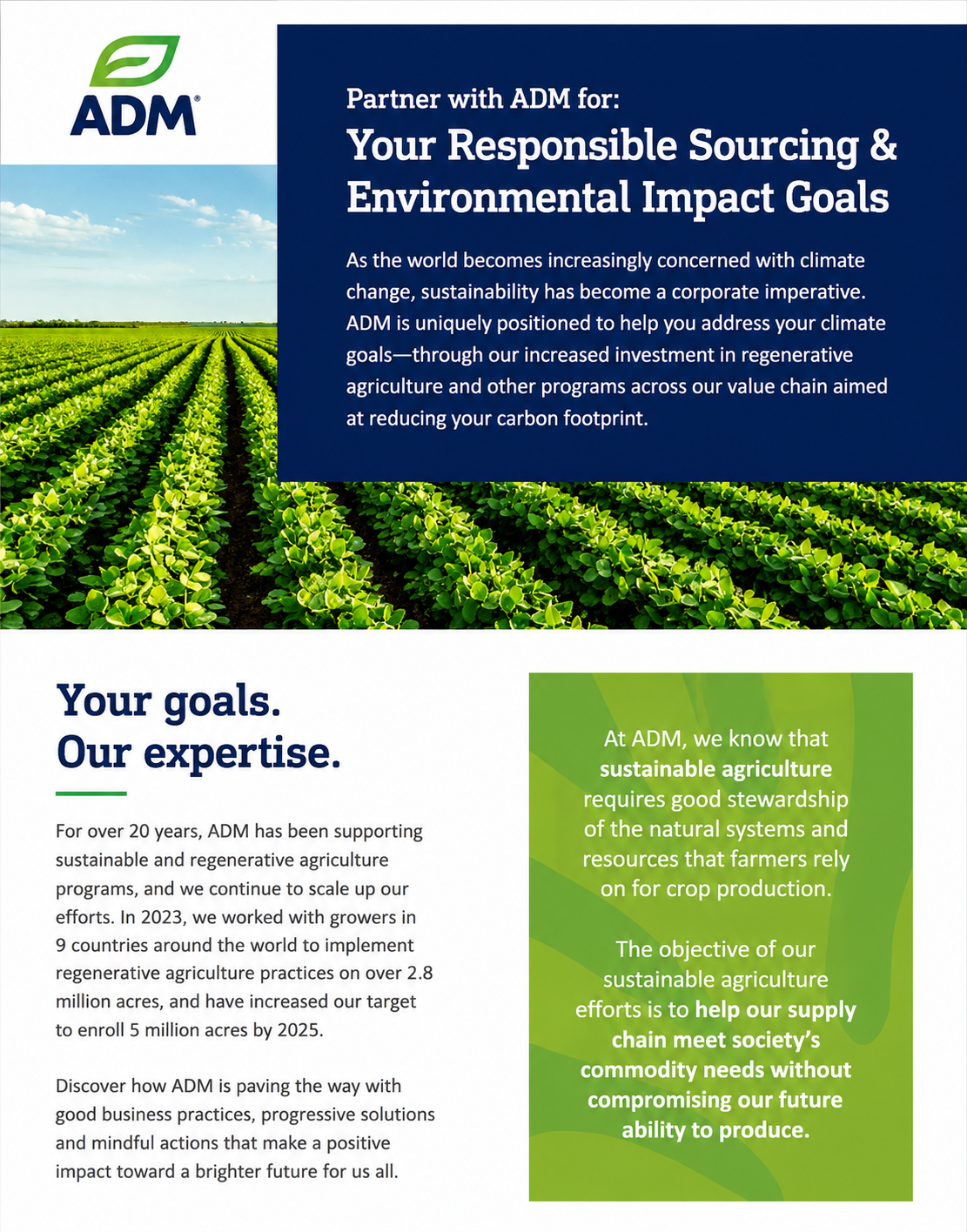 ADM Sustainable Agriculture Brochure - Free AI Brochure Generator, 50+ Real Brochure Examples