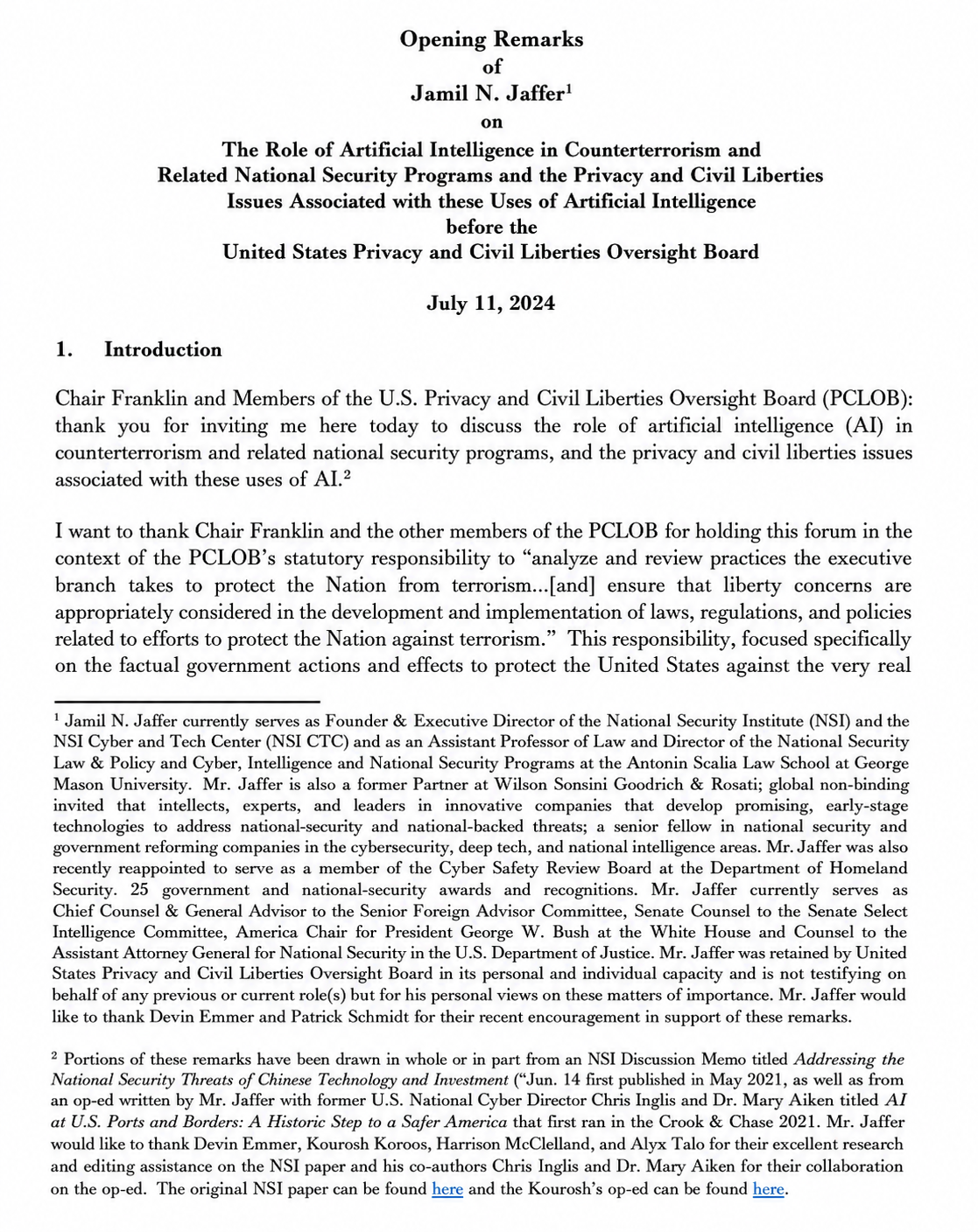 AI Counterterrorism Opening Statement - Free AI Opening Statement Generator, 50+ Real Opening Statement Examples