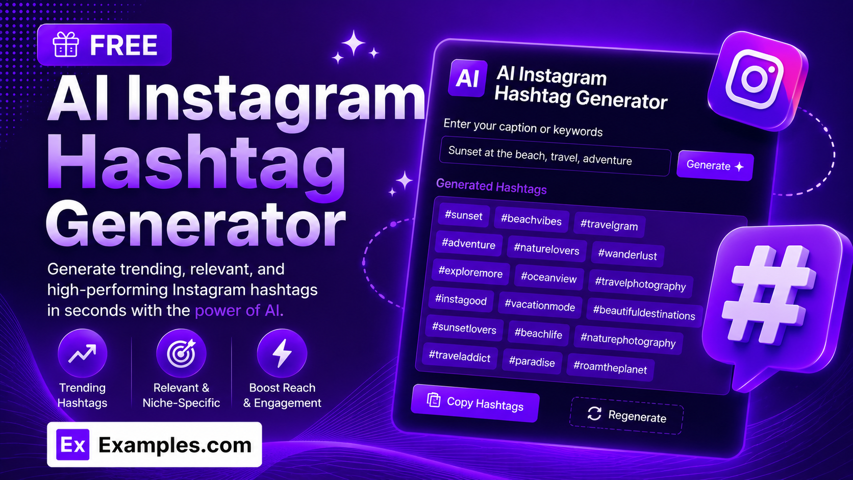 Free AI Instagram hashtag generator