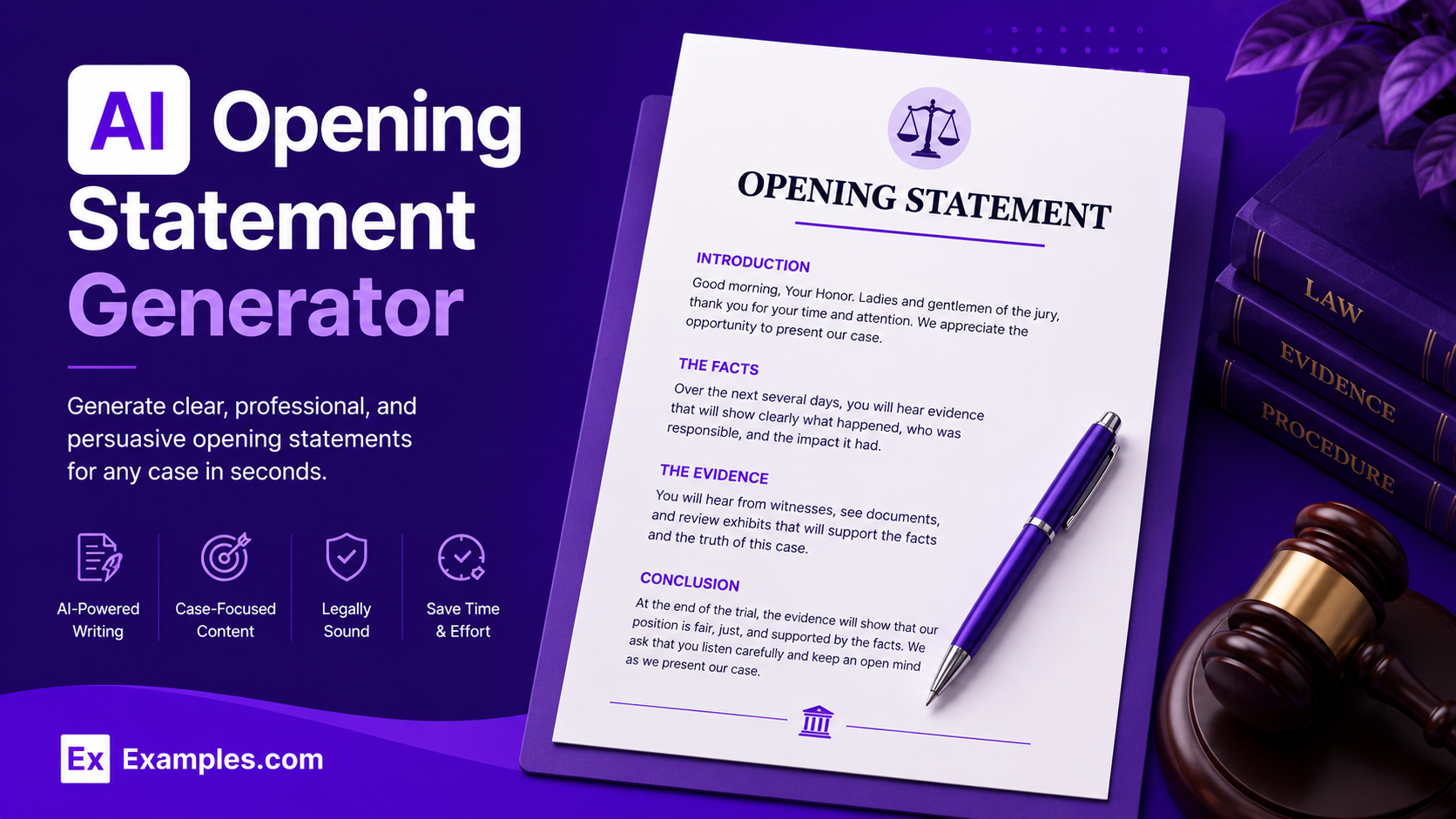 Free AI Opening Statement Generator, 50+ Real Opening Statement Examples