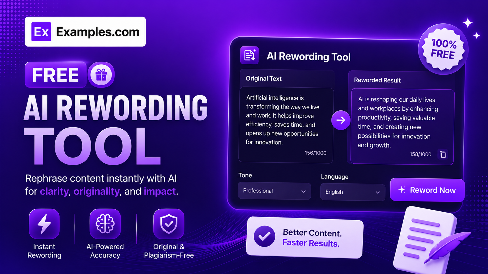 Free AI Rewording Tool