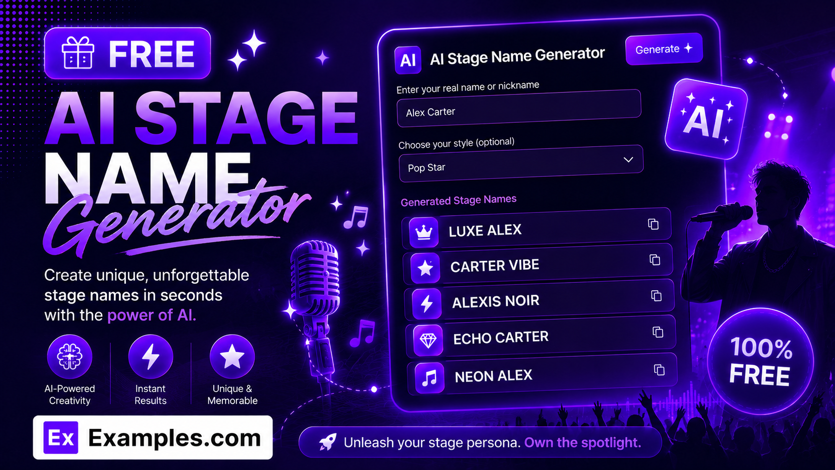 Free AI Stage Name Generator
