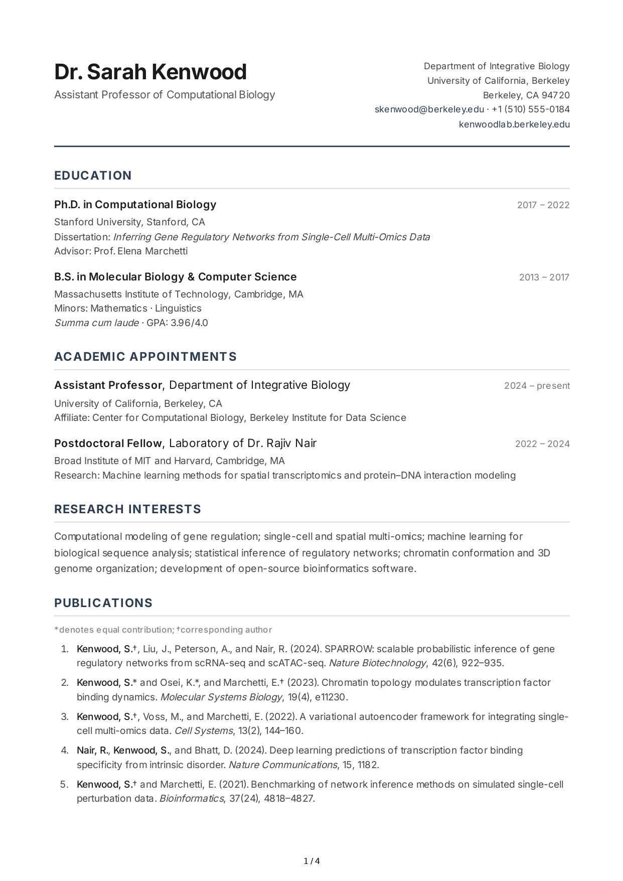Academic CV - Free AI CV Maker, 50+ Real CV Examples