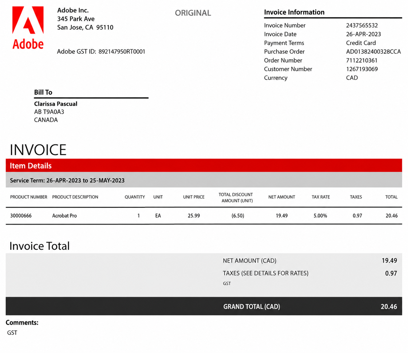 Adobe Invoice  - Free AI Invoice Generator, 50+ Real Invoice Examples