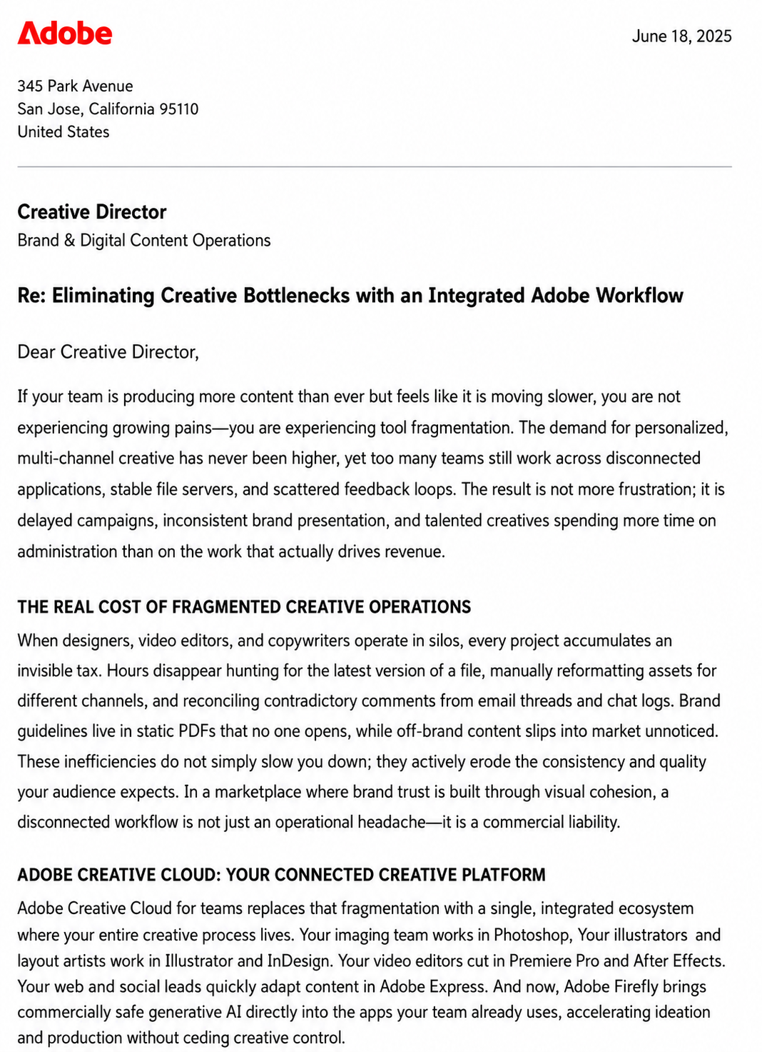 Adobe Creative Cloud Sales Letter - Free AI Sales Pitch Generator, 30+ Real Sales Pitch Examples