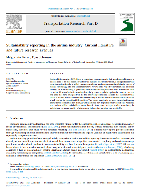 Airline Industry Sustainability Report