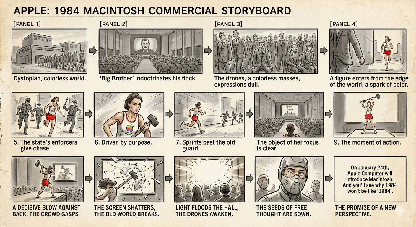 Apple’s 1984 Macintosh Commercial Storyboard - Free AI Storyboard Generator, 50+ Real Storyboard Examples