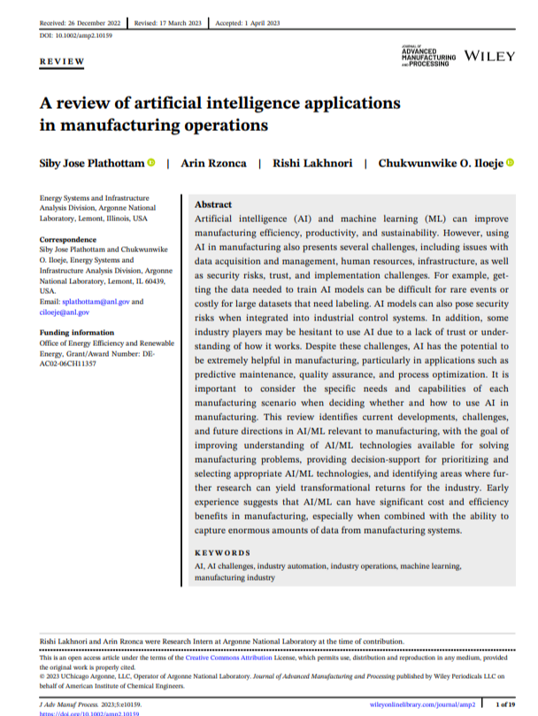Artificial Intelligence Applications in Manufacturing Operations - Free AI Artificial Intelligence Applications Generator, 50+ Real AI Application Examples