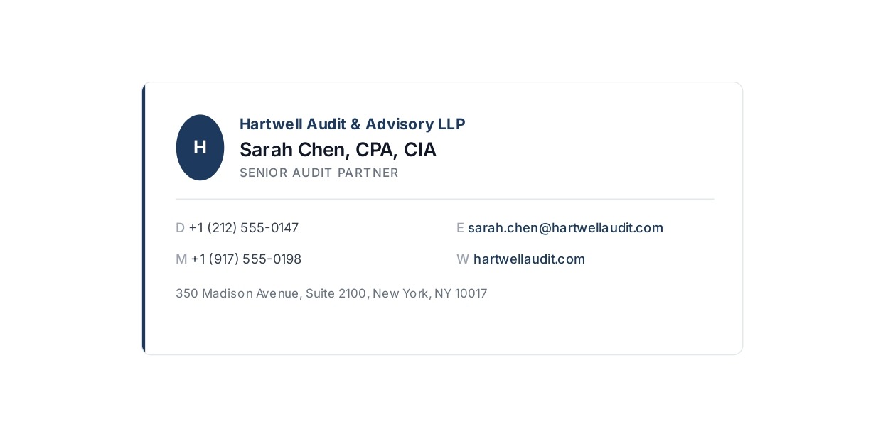 Auditor Email Signature - Free AI Email Signature Generator, 50+ Real Email Signature Examples