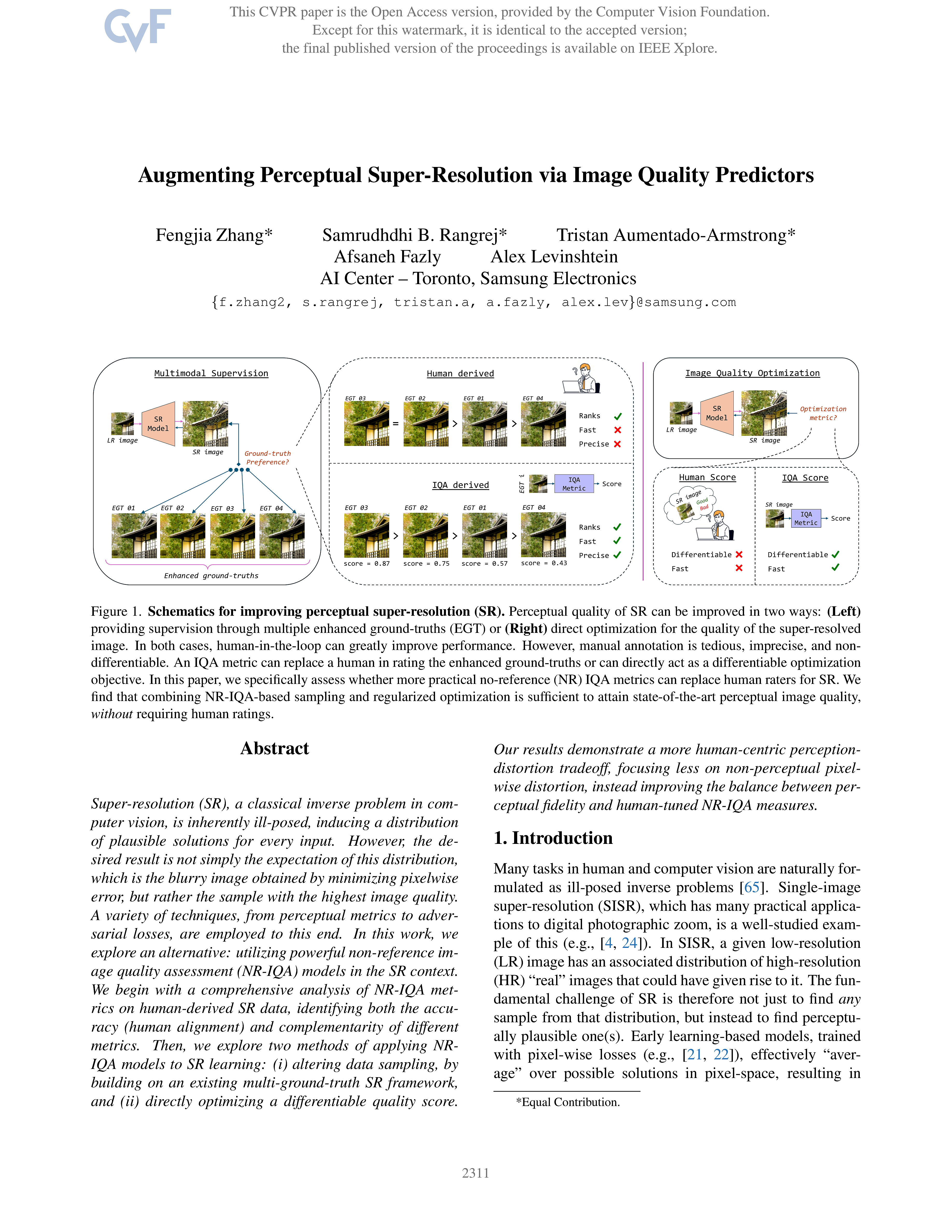 Augmenting Perceptual Super-Resolution Research Paper by Samsung - Free AI Research Paper Generator, 50+ Real Research Paper Examples
