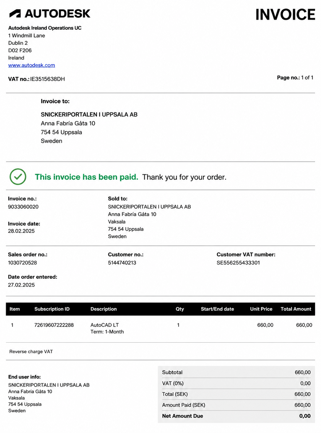 Autodesk Invoice  - Free AI Invoice Generator, 50+ Real Invoice Examples