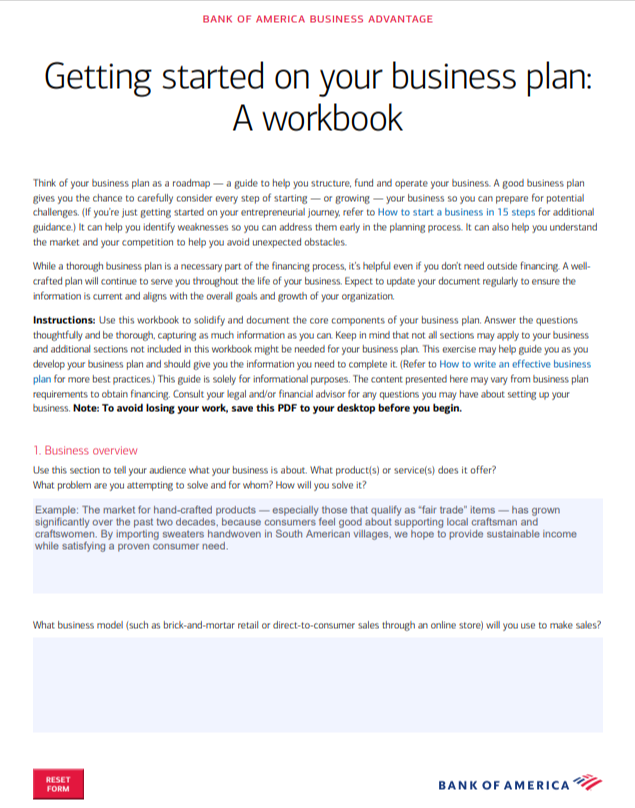 Bank of America business Plan  - Free AI Business Plan Generator, 50+ Real Business Plan Examples