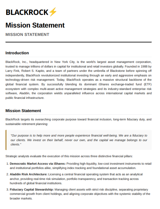 BlackRock Mission Statement - Free AI Mission Statement Generator, 50+ Real Mission Statement Examples
