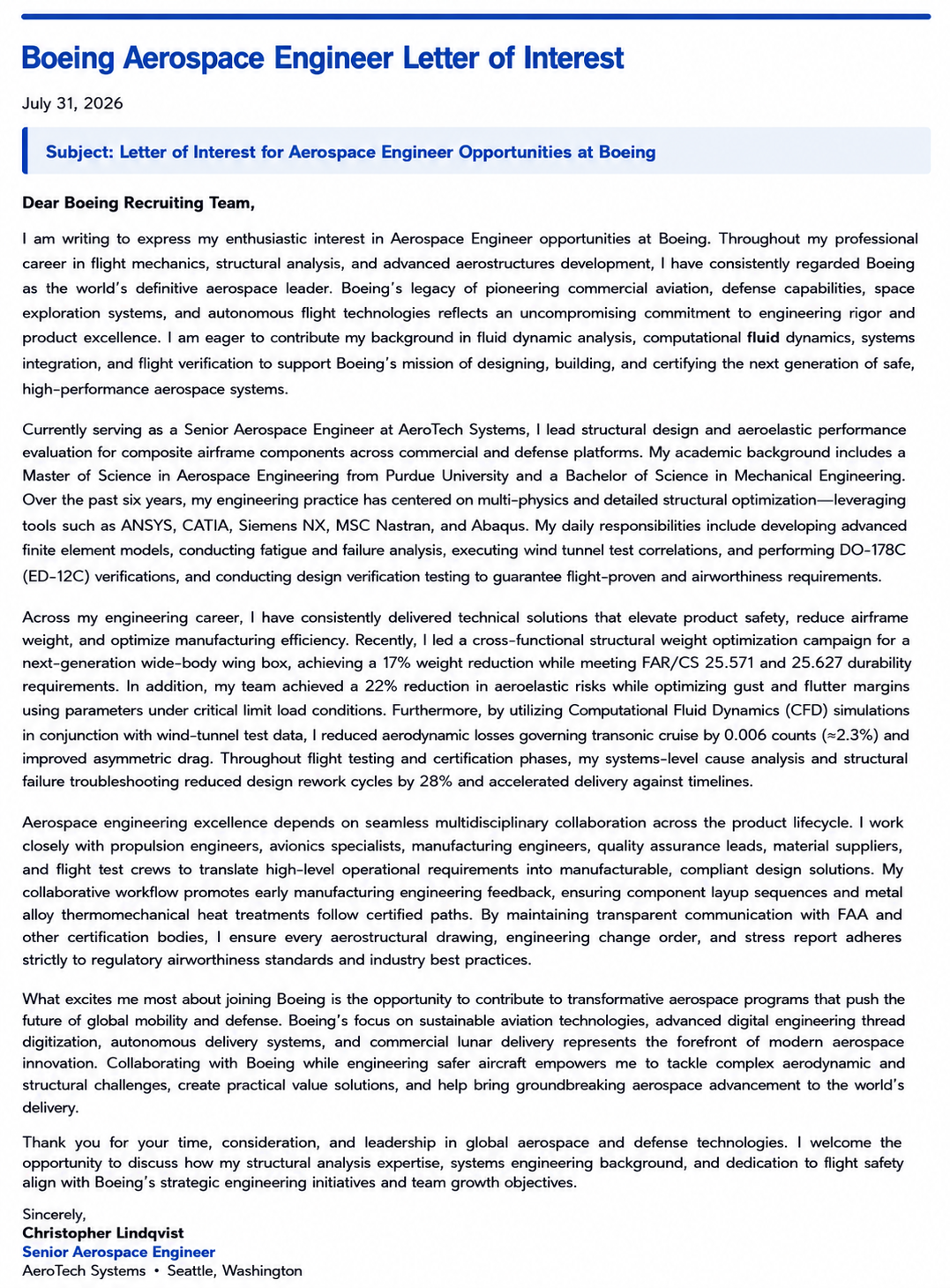 Boeing Aerospace Engineer Letter of Interest - Free AI Letter of Interest Generator, 50+ Real Letter of Interest Examples