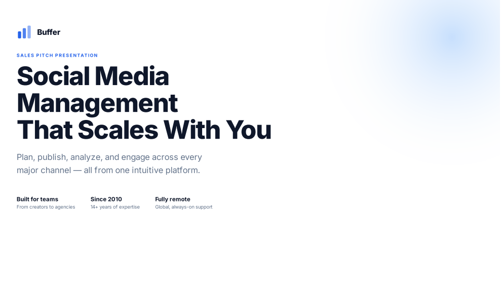 Buffer Sales Pitch Presentation - Free AI Sales Pitch Generator, 50+ Real Sales Pitch Examples