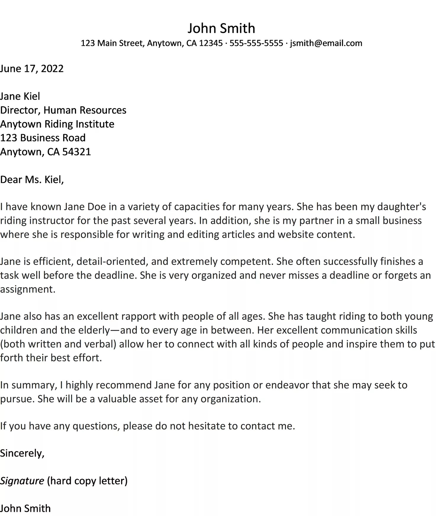 Character Reference Letter - Free AI Reference Letter Generator, 50+ Real Reference Letter Examples