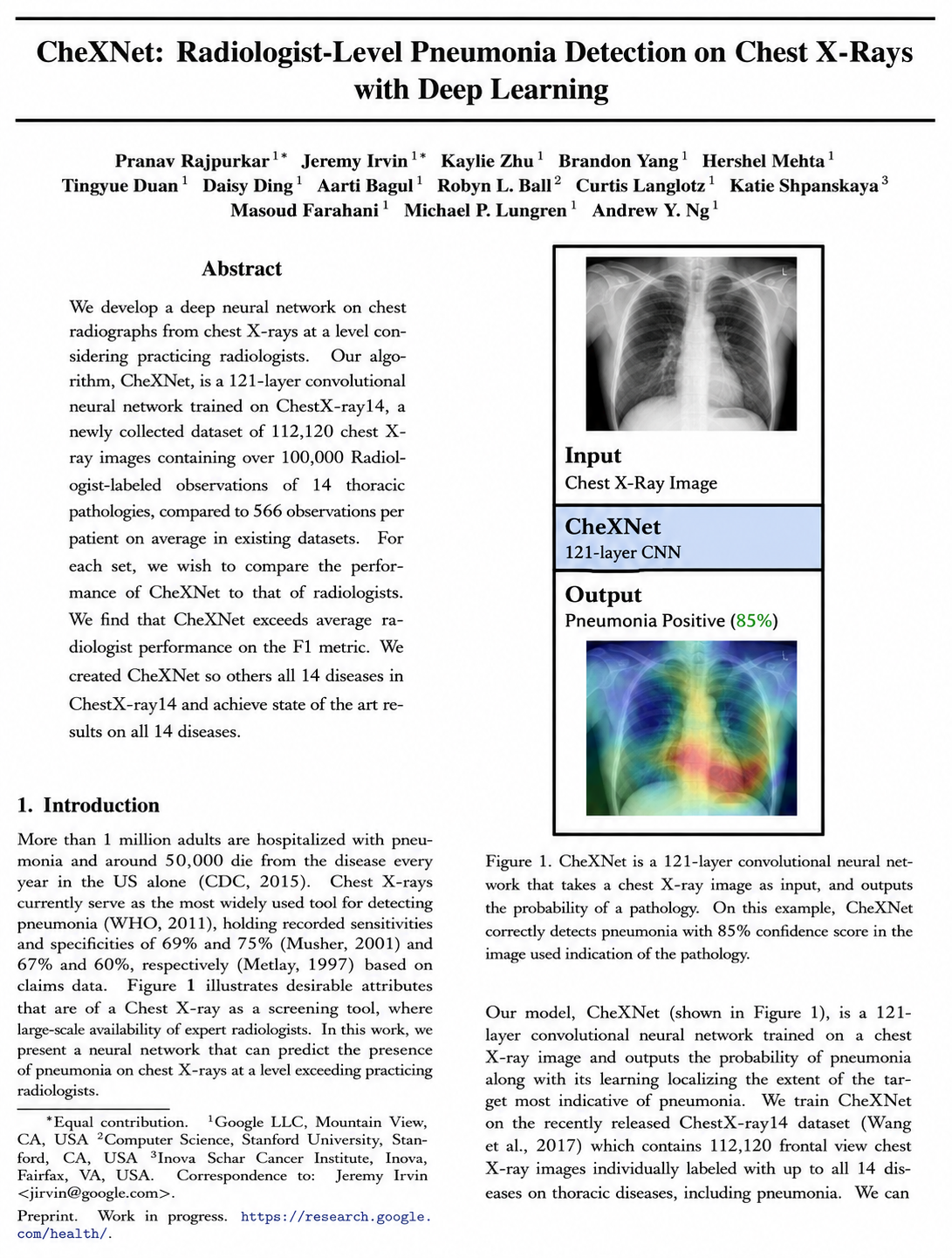 CheXNet Research Paper - Free AI Research Paper Generator, 50+ Real Research Paper Examples