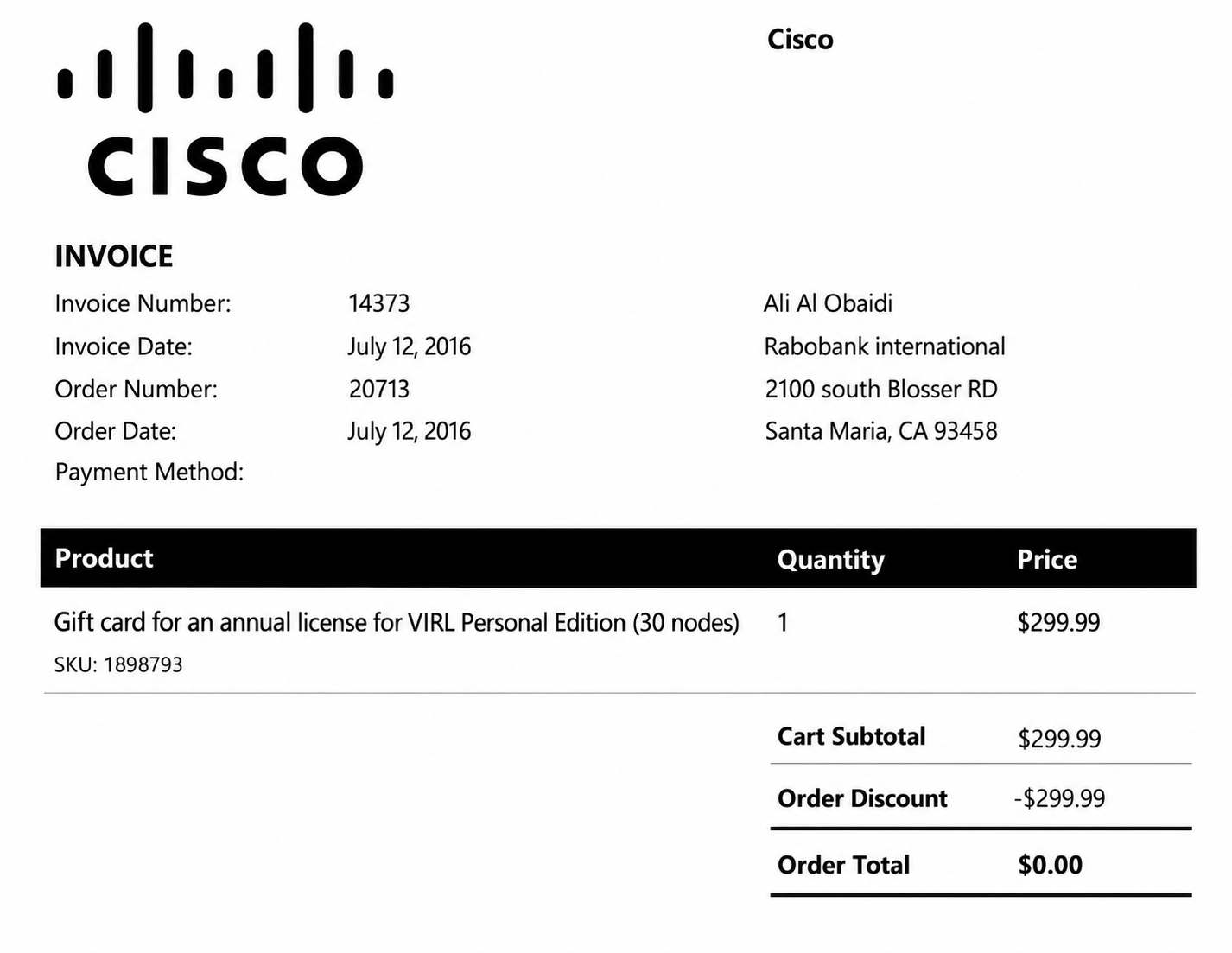 Cisco Invoice  - Free AI Invoice Generator, 50+ Real Invoice Examples