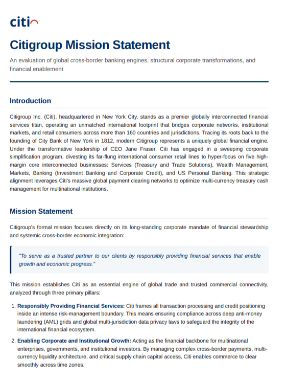 Citigroup Mission Statement - Free AI Mission Statement Generator, 50+ Real Mission Statement Examples