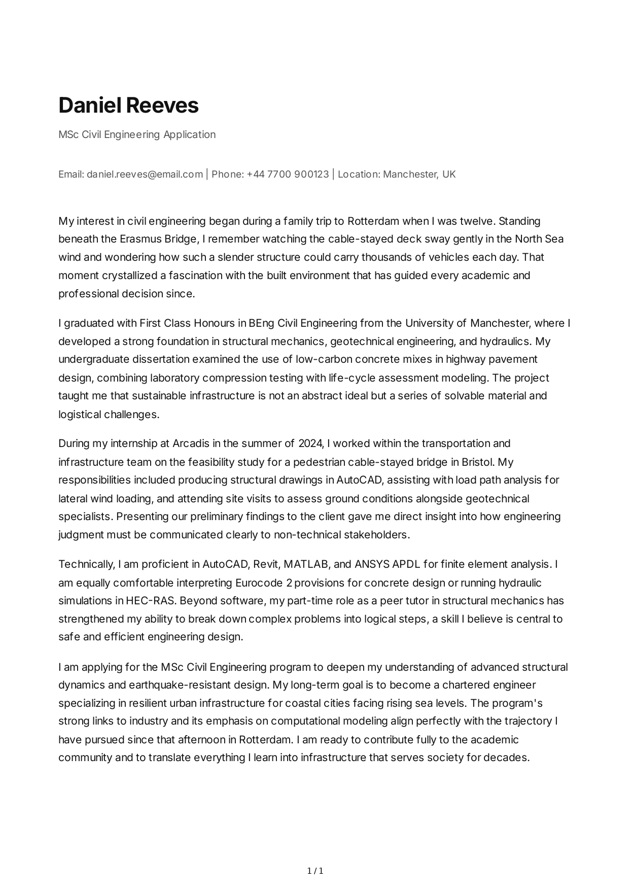 Civil Engineering Personal Statement - Free AI Personal Statement Generator, 50+ Real Personal Statement Examples