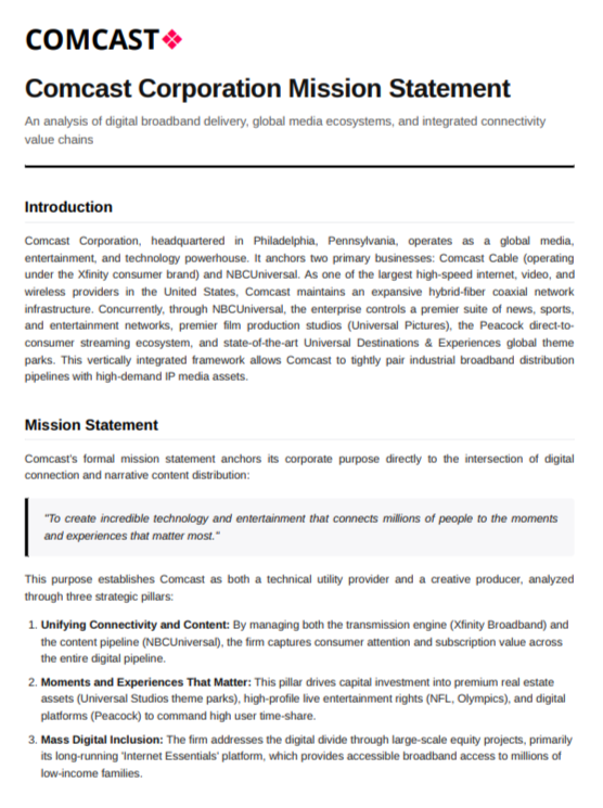 Comcast Mission Statement - Free AI Mission Statement Generator, 50+ Real Mission Statement Examples