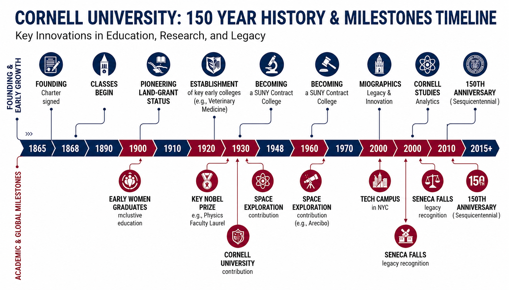 Cornell University 150 Year History and Milestones Timeline - Free AI Timeline Generator, 40+ Real Timeline Examples