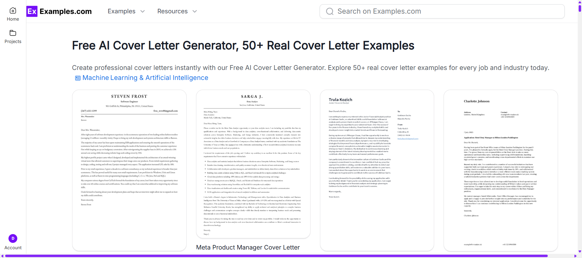 Cover Letter Examples