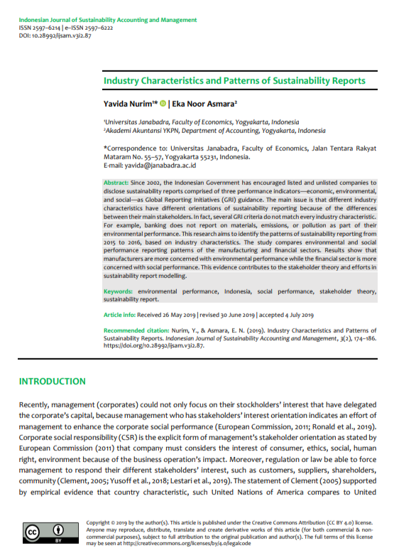 Cross Industry Sustainability Report