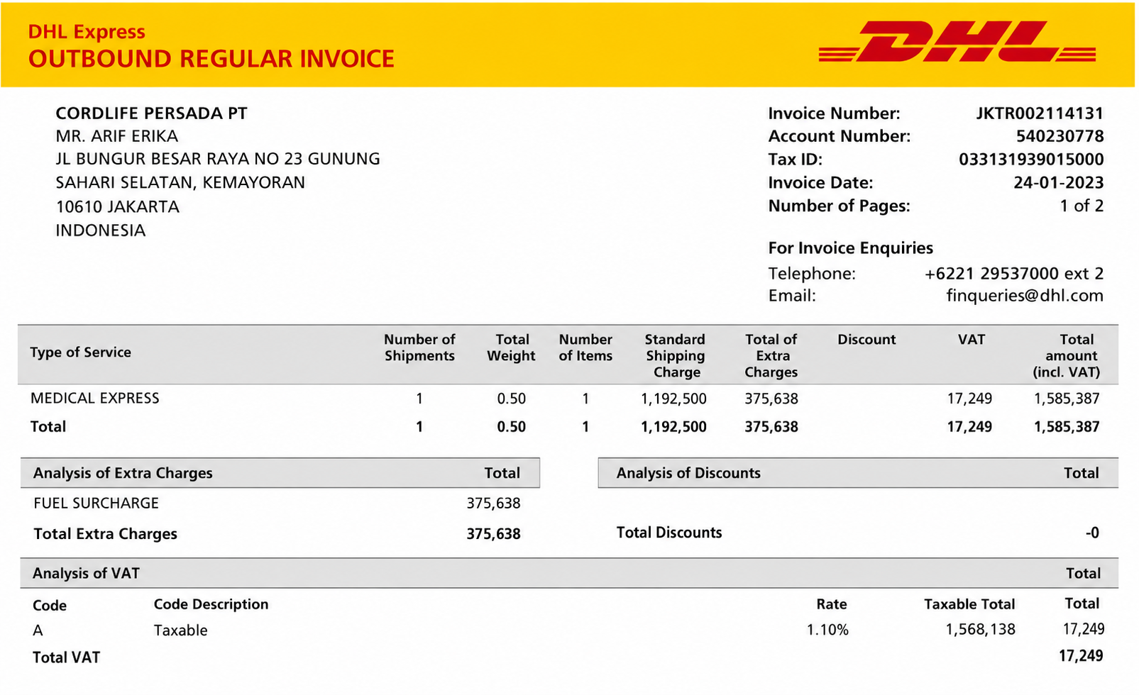 DHL Invoice  - Free AI Invoice Generator, 50+ Real Invoice Examples