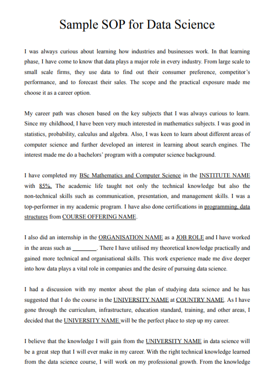 Data Science Statement of Purpose - Free AI Statement of Purpose Generator with 50+ Real SOP Examples