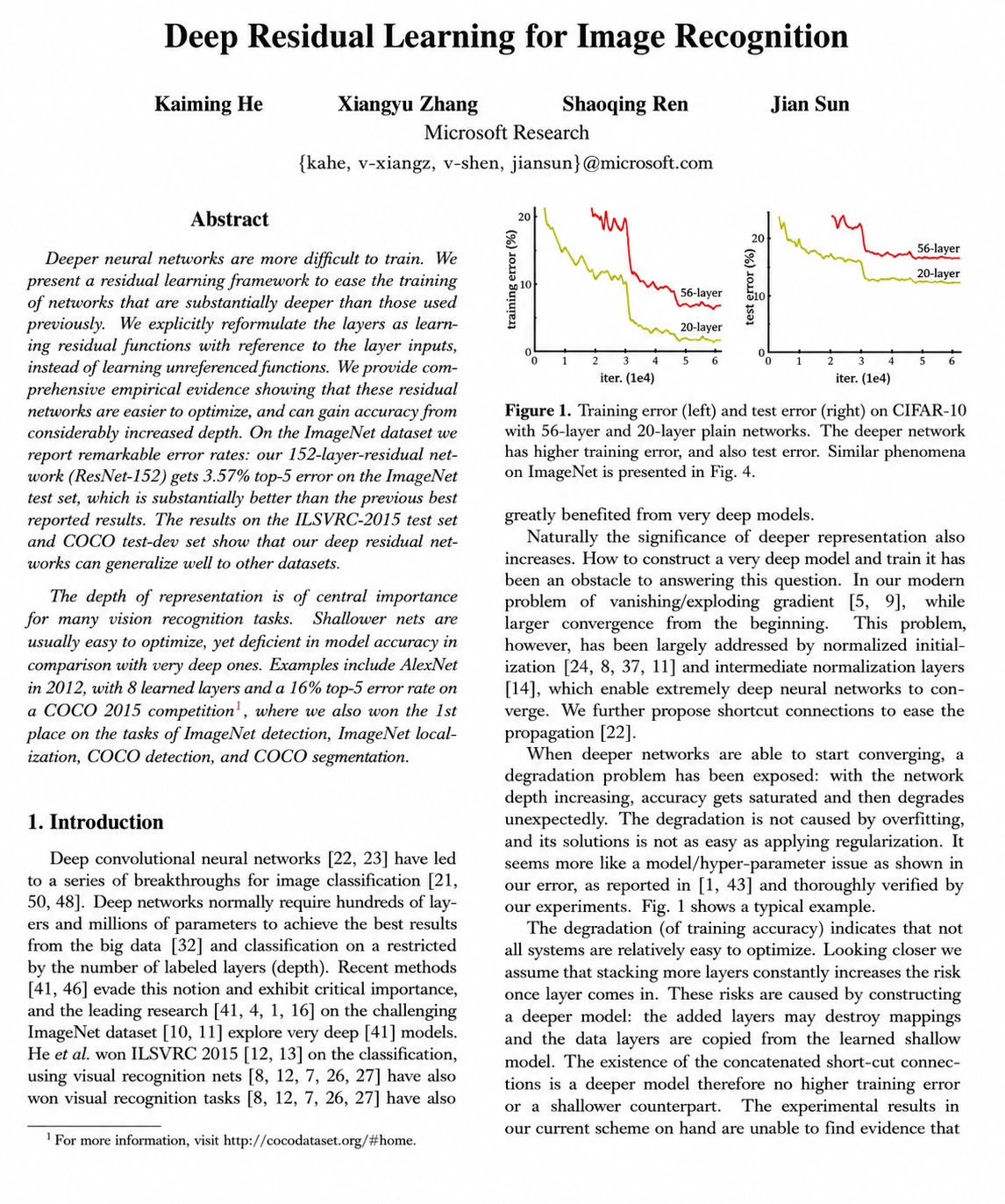 Deep Residual Learning for Image Recognition Research Paper - Free AI Research Paper Generator, 50+ Real Research Paper Examples