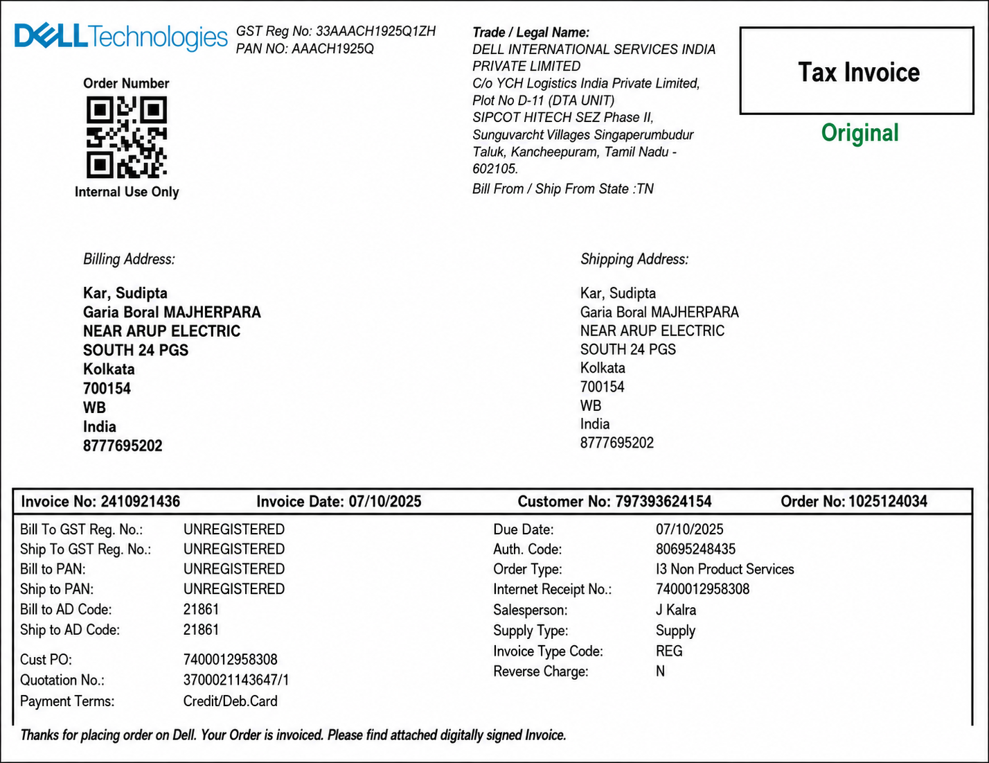 Dell Technologies Invoice  - Free AI Invoice Generator, 50+ Real Invoice Examples