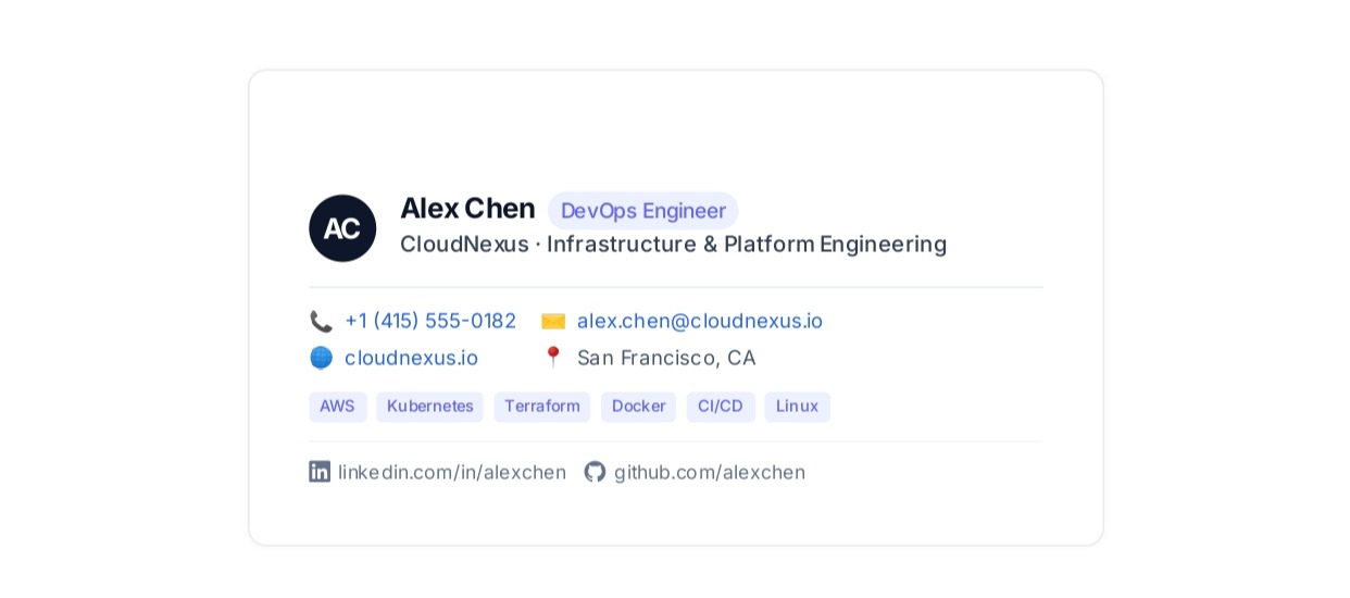 DevOps Engineer Email Signature - Free AI Email Signature Generator, 50+ Real Email Signature Examples