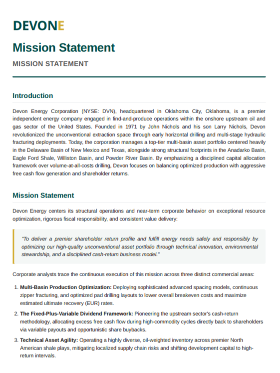 Devon Energy Mission Statement - Free AI Mission Statement Generator, 50+ Real Mission Statement Examples