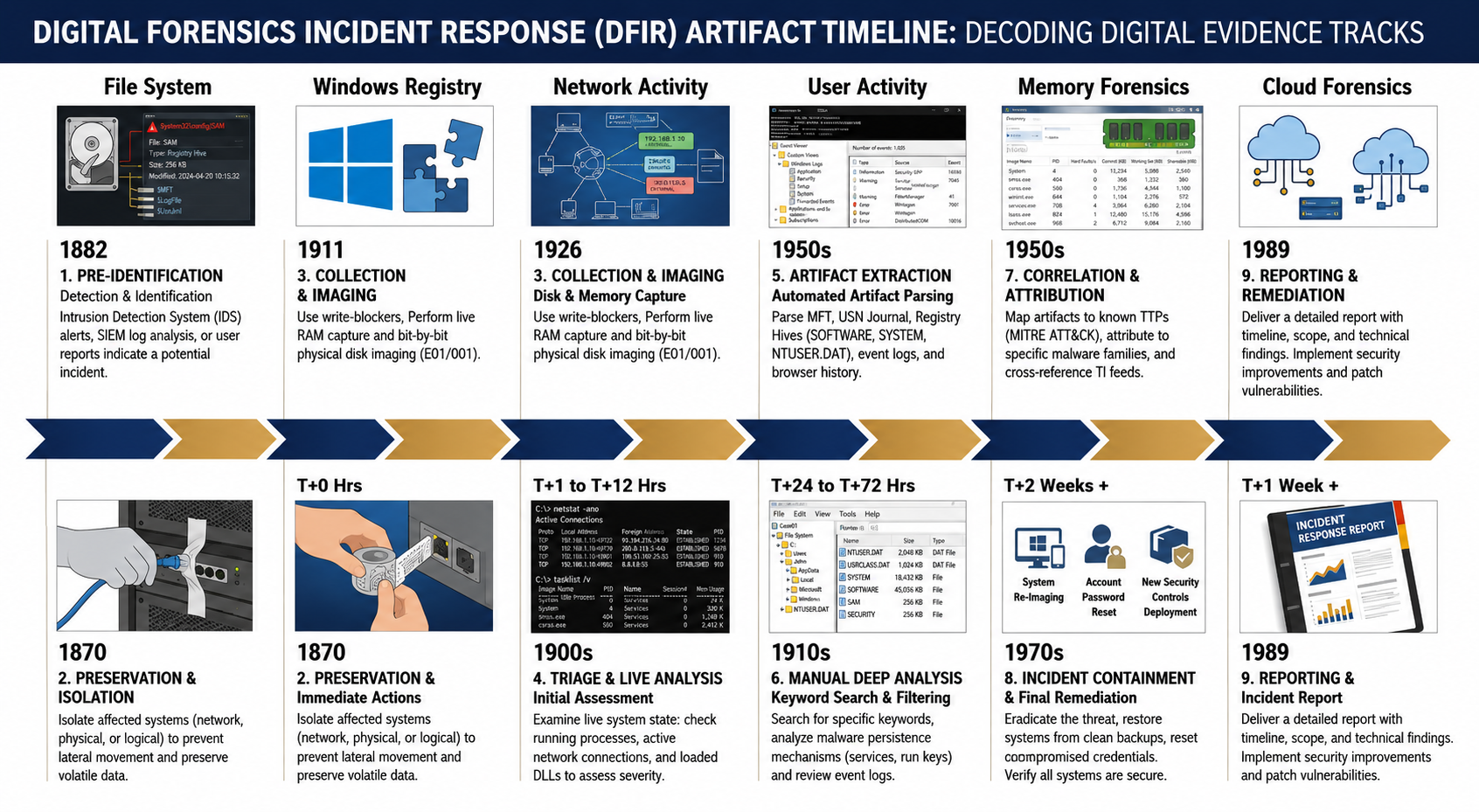 Digital Forensics Incident Response (DFIR) Artifact Timeline - Free AI Timeline Generator, 40+ Real Timeline Examples