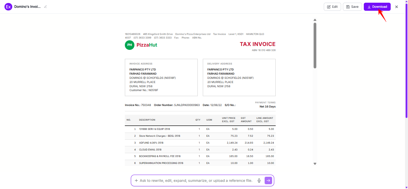 Invoice Examples