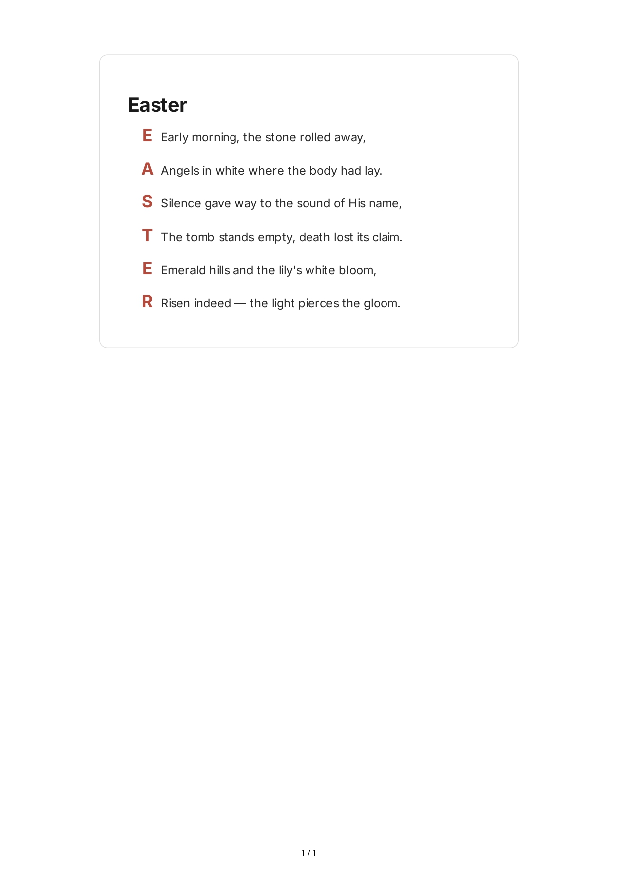 Easter Acrostic Poem - Free AI Acrostic Poem Generator, 50+ Real Acrostic Poem Examples