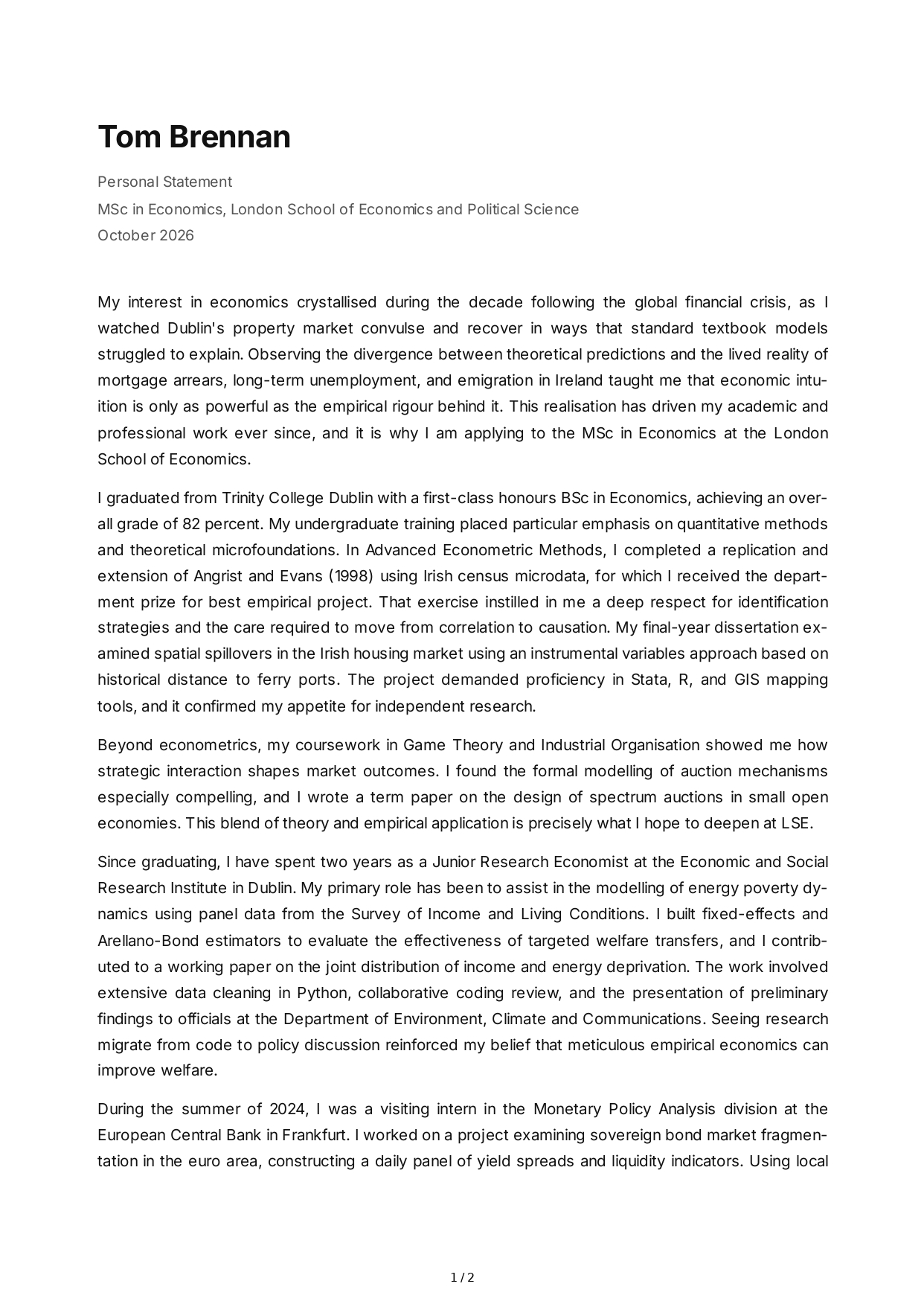 Economics Personal Statement - Free AI Personal Statement Generator, 50+ Real Personal Statement Examples