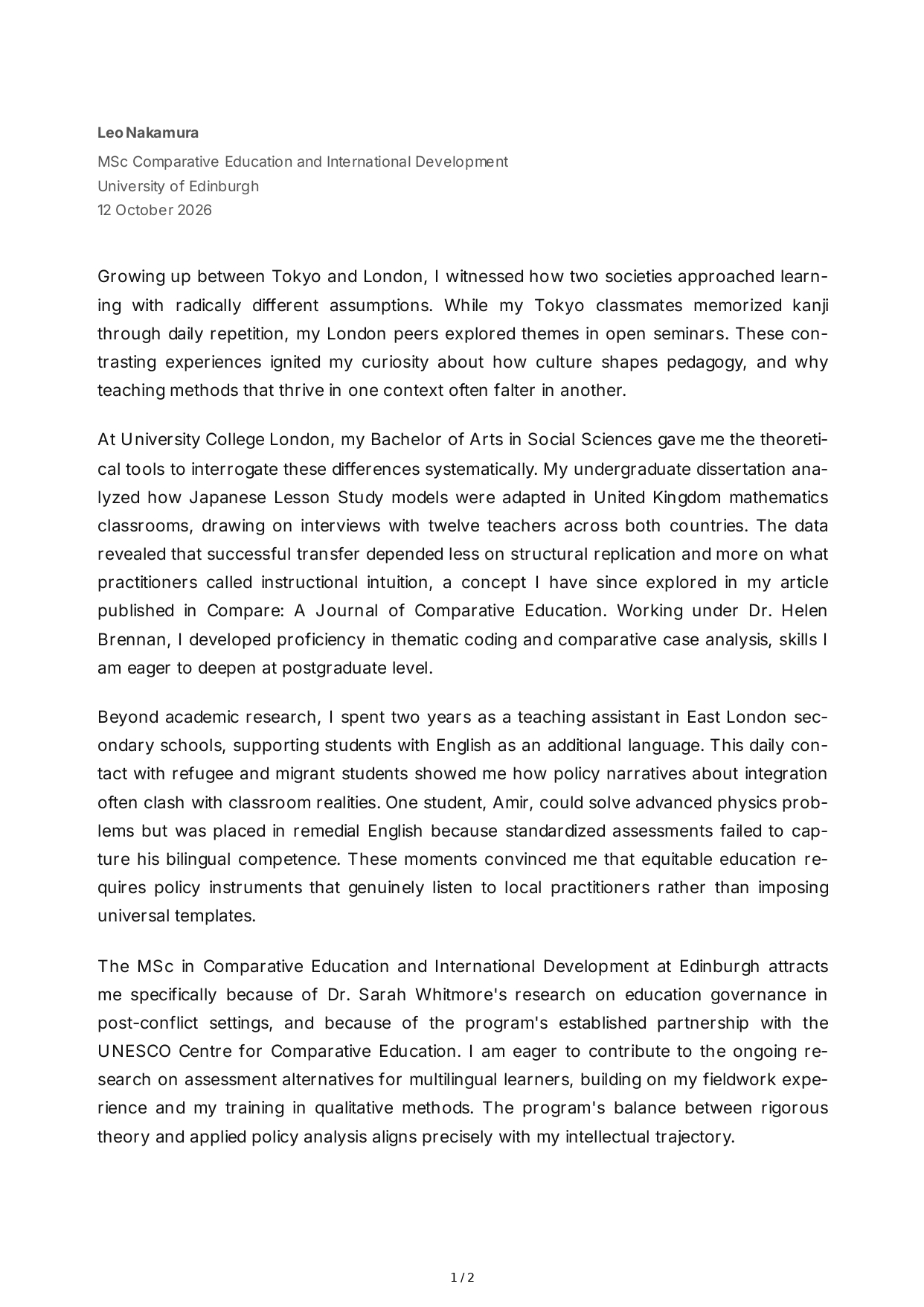 Education Personal Statement - Free AI Personal Statement Generator, 50+ Real Personal Statement Examples