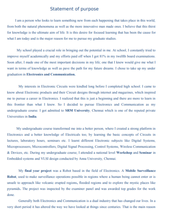 Electrical Engineer Statement of Purpose - Free AI Statement of Purpose Generator with 50+ Real SOP Examples