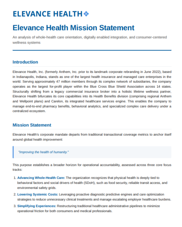 Elevance Health Mission Statement - Free AI Mission Statement Generator, 50+ Real Mission Statement Examples