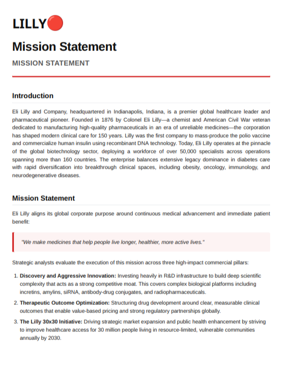 Eli Lilly Mission Statement - Free AI Mission Statement Generator, 50+ Real Mission Statement Examples